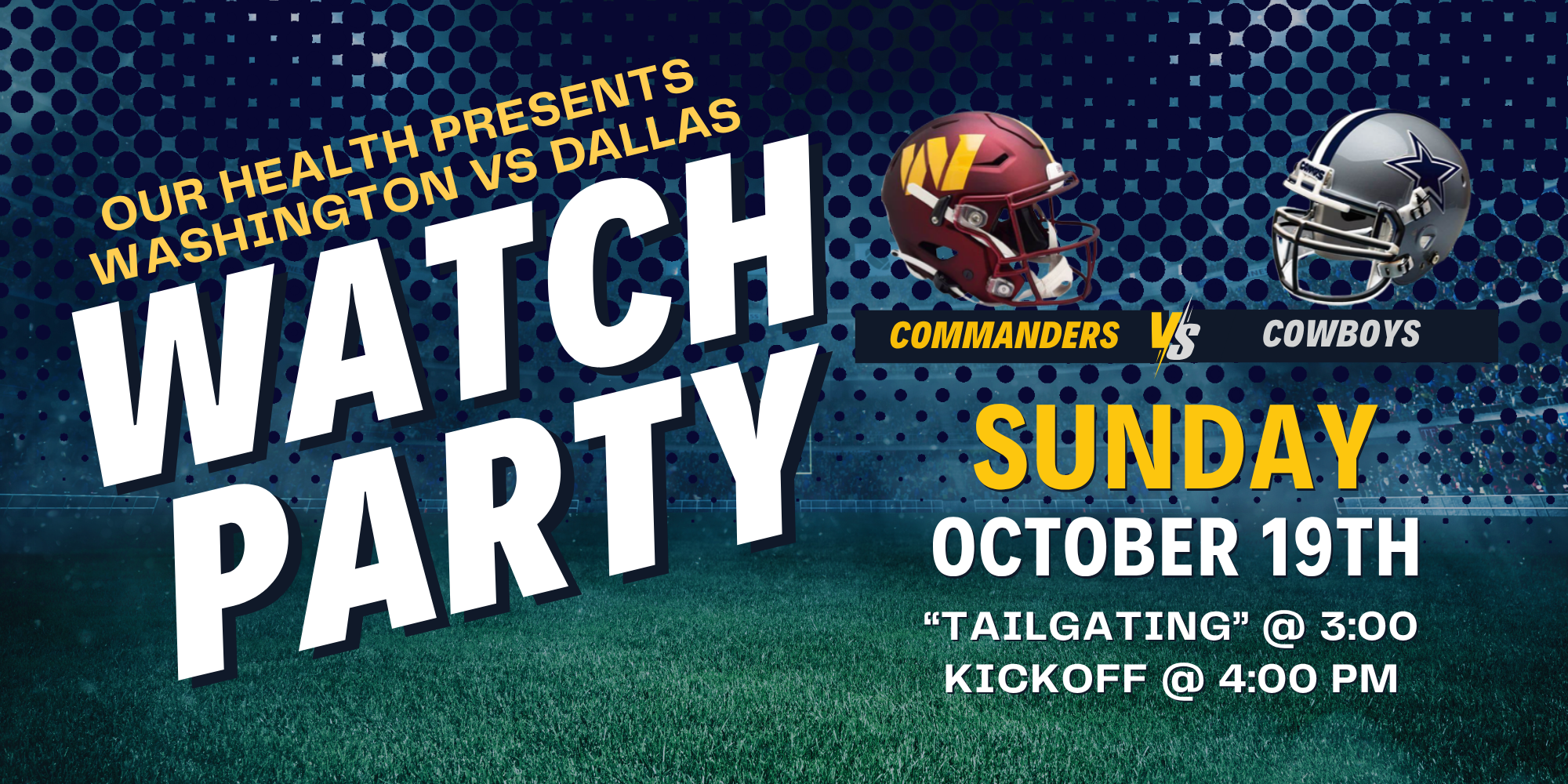 OH Commanders vs Cowboys Watch Party (2000 x 667 px) Watch Party Banner Image